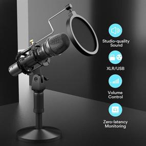 img 2 attached to 🎙️ MAONO HD300T – Professional USB/XLR Cardioid Dynamic Microphone with Zero-Latency Monitoring, Volume Control, Shock Mount, and Pop Filter – Ideal for Home Studio, Vocals, Podcasting, and Singing