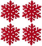 🎄 festive set of 4 red felt snowflake coasters - perfect christmas decorations logo