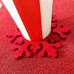 img 2 attached to 🎄 Festive Set of 4 Red Felt Snowflake Coasters - Perfect Christmas Decorations