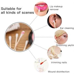img 2 attached to 🌿 200 PCS Long Wooden Cotton Swabs: Multipurpose Cleaning Sticks for Makeup, Guns, Eyes, and Babies