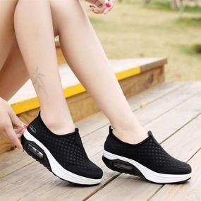 img 1 attached to 👟 L LOUBIT Women's Slip On Wedge Sneakers - Comfortable Breathable Mesh Walking Shoes