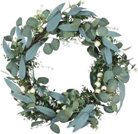 img 4 attached to 🌿 Felibat 22” Front Door Wreath: Lush Eucalyptus with Big Berries for a Green and Welcoming Entryway