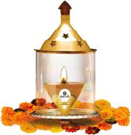 🪔 satvik large 5.6 inch akhand diya: decorative brass oil lamp with borosilicate chimney glass for diwali pooja, deepawali decoration, and housewarming return gift логотип