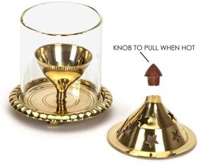img 1 attached to 🪔 SATVIK Large 5.6 Inch Akhand Diya: Decorative Brass Oil Lamp with Borosilicate Chimney Glass for Diwali Pooja, Deepawali Decoration, and Housewarming Return Gift