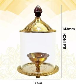img 2 attached to 🪔 SATVIK Large 5.6 Inch Akhand Diya: Decorative Brass Oil Lamp with Borosilicate Chimney Glass for Diwali Pooja, Deepawali Decoration, and Housewarming Return Gift
