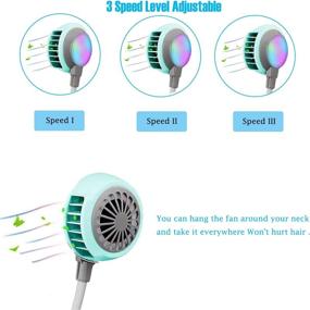 img 1 attached to 🌀 RUUIPON Hand Free Fan: Upgraded 2021 Personal Fan with Hair-Free Design, USB Rechargeable, 2 Lighting Modes, 360° Rotation, and 3 Levels of Portable Cooling - Perfect for Home, Office, and Outdoor. (Blue)