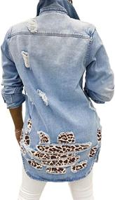 img 3 attached to 👗 Ripped Classic Distressed Trucker Jackets: Fashionable Women's Clothing for Coats, Jackets & Vests