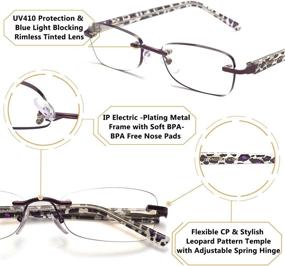 img 1 attached to 👓 Очки Amorays Leopard Rimless для блокировки излучения компьютера: потрясающий стиль и превосходная защита для глаз