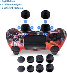 img 2 attached to PS4 Controller Silicone Skin - 2-Pack Dragon Cover Case for PS4/Slim/Pro with 8 Thumb Grips - Water Transfer Printing Silicone Protector Case Set for Dualshock 4 Controller