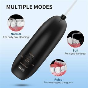 img 1 attached to Portable Water Flosser, Teeth Cleaning Water Pick with 3 Modes & 4 Jet Tips, IPX5 Waterproof Dental Oral Irrigator with 2 Minutes Auto-Timer and Travel Bag for Office, Home, and Travel use (Black)