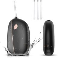 portable water flosser, teeth cleaning water pick with 3 modes & 4 jet tips, ipx5 waterproof dental oral irrigator with 2 minutes auto-timer and travel bag for office, home, and travel use (black) logo