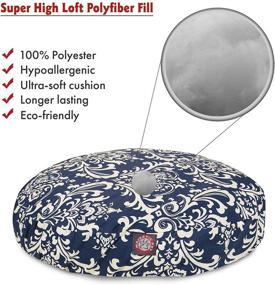 img 3 attached to 🐾 High-Quality Navy Blue French Quarter Small Round Pet Bed - Removable Washable Cover - Indoor/Outdoor Use - By Majestic Pet Products