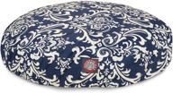 🐾 high-quality navy blue french quarter small round pet bed - removable washable cover - indoor/outdoor use - by majestic pet products logo