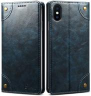 sinianl iphone xs/x case - leather wallet folio with stand, id credit card slot & magnetic closure logo