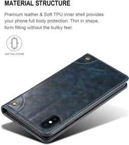 img 1 attached to SINIANL iPhone Xs/X Case - Leather Wallet Folio with Stand, ID Credit Card Slot & Magnetic Closure