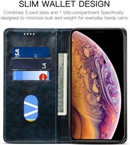 img 3 attached to SINIANL iPhone Xs/X Case - Leather Wallet Folio with Stand, ID Credit Card Slot & Magnetic Closure