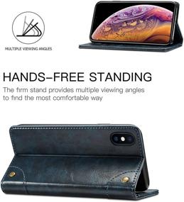 img 2 attached to SINIANL iPhone Xs/X Case - Leather Wallet Folio with Stand, ID Credit Card Slot & Magnetic Closure