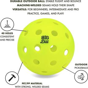 img 2 attached to Outdoor Pickleball Balls Pack of 4 with Bag - Big Dill Pickleball Co. 40-Hole Relish Pickleballs