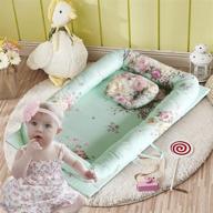 🌸 brandream baby nest bed: adorable floral lounger for girls, shabby farmhouse bassinet with breathable cotton co-sleeping design логотип