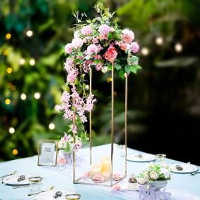 img 3 attached to 🌺 Nuptio 2 Pcs Metal Flower Floor Vase: Elegant Geometric Centerpiece for Home Party Wedding Decorations