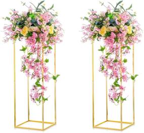 img 4 attached to 🌺 Nuptio 2 Pcs Metal Flower Floor Vase: Elegant Geometric Centerpiece for Home Party Wedding Decorations