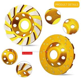 img 2 attached to 💎 High-Performance 4 Inch Turbo Diamond Grinding Cup Wheel for Concrete: 3-Piece Set, 12 Segment Design, Heavy Duty Angle Grinder Wheels