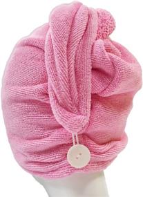 img 3 attached to 🎀 Набор из 4 полотенец для волос Polyte Microfiber Hair Turban, 12 х 28 дюймов, в синем, розовом, фиолетовом и белом цветах - быстро высыхающее полотенце