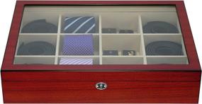 img 3 attached to 🎁 Stylish TIMELYBUYS Display Case: Organize and Showcase 12 Ties, Belts, and Accessories in a Premium Cherry Wood Storage Box – Perfect Father's Day Gift