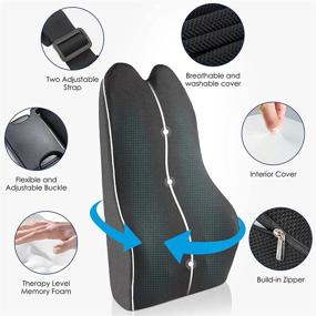 img 2 attached to 🚗 Comfortable Car Back Support Lumbar Cushion for Pain Relief - Memory Foam Ergonomic Backrest for Driver's Seat - Supportive and Removeable Black Cover