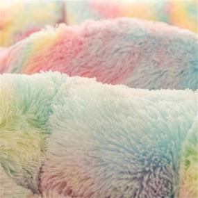 img 2 attached to ✨ Plush Shaggy Duvet Cover Set - Luxurious Ultra Soft Crystal Velvet Bedding 3-Piece Set (1 Faux Fur Duvet Cover + 2 Faux Fur Pillow Cases), Zipper Closure - Queen Size, Rainbow Pink