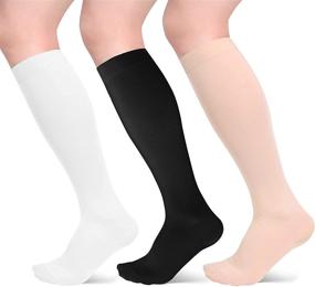 img 4 attached to Sinocare Compression Socks: Effective Relief for Varicose Veins, Edema, DVT, and Shin Splints - 3 Pairs (XL/L)