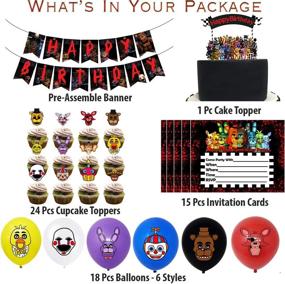 img 3 attached to Nelton Birthday Party Supplies: Five Nights at Freddy's 🎉 Theme Package with Banner, Cake Topper, Cupcake Toppers, Balloons, and Invitations