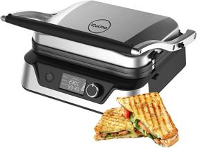 img 4 attached to 🥪 iCucina 1500W Non-Stick Electric Panini Maker - Stainless Steel Silver with A La Plancha Handle Bar