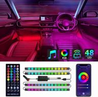 homeyard rgbic interior car led lights - 4pcs, 48 led, app and ir remote control, 🌈 upgraded 2 lines design, multicolor music sync under dash car lighting with car charger - dc 12v logo