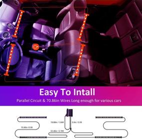 img 1 attached to Homeyard RGBIC Interior Car LED Lights - 4pcs, 48 LED, APP and IR Remote Control, 🌈 Upgraded 2 Lines Design, Multicolor Music Sync Under Dash Car Lighting with Car Charger - DC 12V