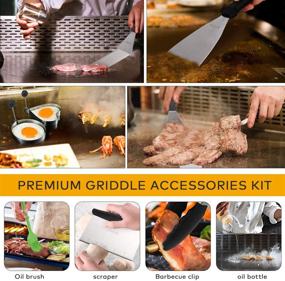 img 3 attached to 🔥 Enhance Your Griddle Cooking Experience with the Vomelon Griddle Accessories Kit: Complete Tool Set for Camp Chef Grilling, Hibachi-Style Cooking, and More - Includes Basting Cover, Spatula, Scraper, Bottle, Tongs, Egg Rings, and Carrying Bags - in Sleek Black Design