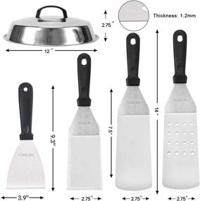 img 2 attached to 🔥 Enhance Your Griddle Cooking Experience with the Vomelon Griddle Accessories Kit: Complete Tool Set for Camp Chef Grilling, Hibachi-Style Cooking, and More - Includes Basting Cover, Spatula, Scraper, Bottle, Tongs, Egg Rings, and Carrying Bags - in Sleek Black Design