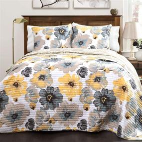 img 4 attached to Lush Decor Leah Quilt Set: Stunning 3 Piece King Size Bedding in Yellow & Gray