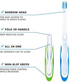 img 3 attached to Складная зубная щётка с встроенным чехлом - комплект из 2 штук, идеально подходит для пеших прогулок, кемпинга и чрезвычайных ситуаций