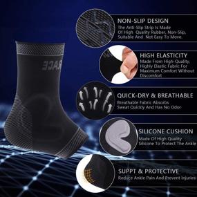 img 2 attached to 🦶 Compression Silicone Foot Sleeve for Fasciitis and Tendonitis Injuries- Black