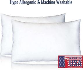 img 2 attached to 🔵 Premium USA-Made Down Alternative Throw Pillow Inserts 12X20 – Soft Microfiber, Machine Washable (Set of 2) by Julie Blue