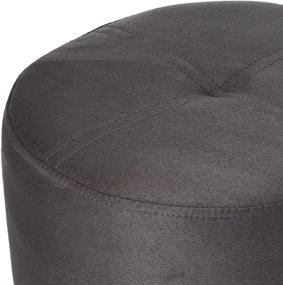 img 2 attached to 🪑 Gray Microfiber Round Ottoman Stool by Kings Brand Furniture - Josue