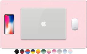 img 4 attached to 🖥️ TOWWI Dual Sided Desk Pad - 24x14 inch | PU Leather Desk Mat | Waterproof Desk Blotter Protector Mouse Pad | Blue and Pink Options