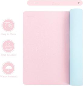 img 1 attached to 🖥️ TOWWI Dual Sided Desk Pad - 24x14 inch | PU Leather Desk Mat | Waterproof Desk Blotter Protector Mouse Pad | Blue and Pink Options