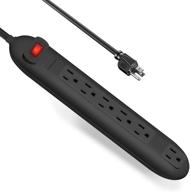 manymax 6 outlet power strip surge protector with 6ft extension 💡 cord, overload protection, wall mountable for home, office, hotel - black (1 pack) logo