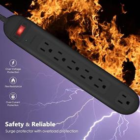 img 1 attached to Manymax 6 Outlet Power Strip Surge Protector with 6ft Extension 💡 Cord, Overload Protection, Wall Mountable for Home, Office, Hotel - Black (1 Pack)