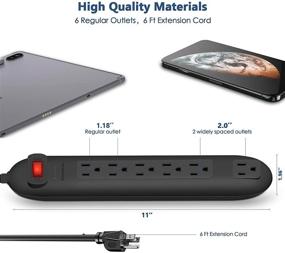 img 2 attached to Manymax 6 Outlet Power Strip Surge Protector with 6ft Extension 💡 Cord, Overload Protection, Wall Mountable for Home, Office, Hotel - Black (1 Pack)