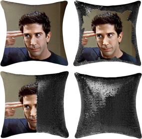 img 3 attached to 🛋️ "Подушечки с пайетками Jimaos на подголовники Ross Geller из Friends TV Show Merchandise - веселые подушки-подголовники, забавные подарочные идеи - 16x16 дюймов, без наполнителя, черные