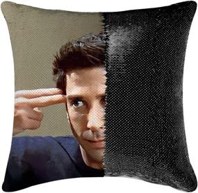 img 1 attached to 🛋️ "Подушечки с пайетками Jimaos на подголовники Ross Geller из Friends TV Show Merchandise - веселые подушки-подголовники, забавные подарочные идеи - 16x16 дюймов, без наполнителя, черные