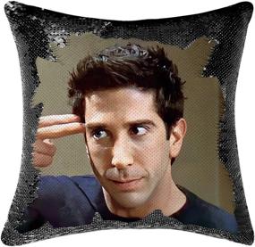 img 4 attached to 🛋️ "Подушечки с пайетками Jimaos на подголовники Ross Geller из Friends TV Show Merchandise - веселые подушки-подголовники, забавные подарочные идеи - 16x16 дюймов, без наполнителя, черные